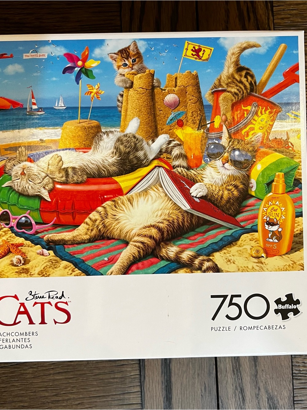 Steve Read Cats Beach Scene 750-Piece Puzzle — Multicolor